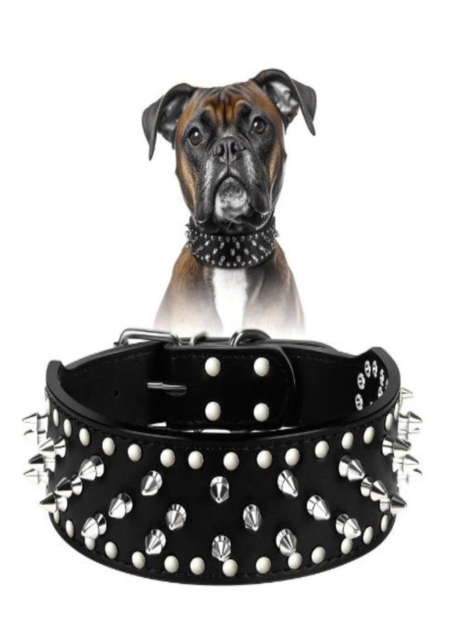 KittuPet طوق كلاب من الجلد المرصع بالمسامير من KittuPet، مع مسامير برشام من جلد البولي يوريثان، مناسب لكلاب البيتبول، وطوق قطط متين من الجلد المرصع بالمسامير للحيوانات الأليفة متوسطة وكبيرة الحجم، 2.17 بوصة - Image 1